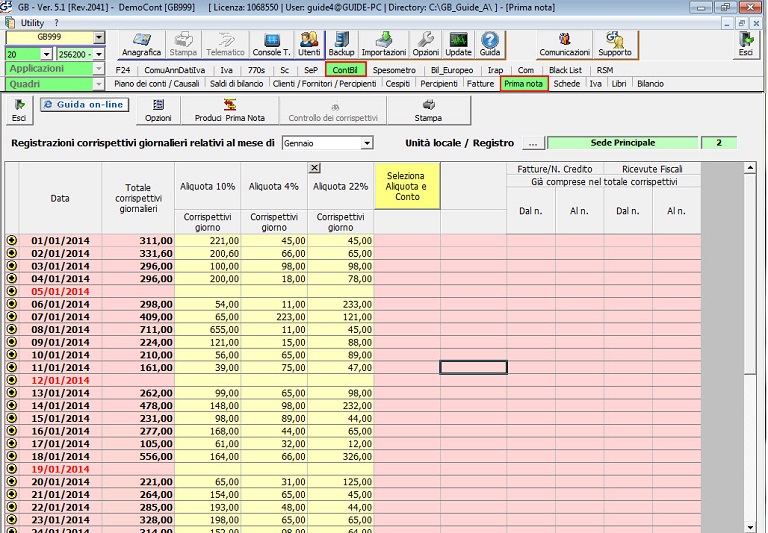 7.6.1.2 - Come si registrano i corrispettivi