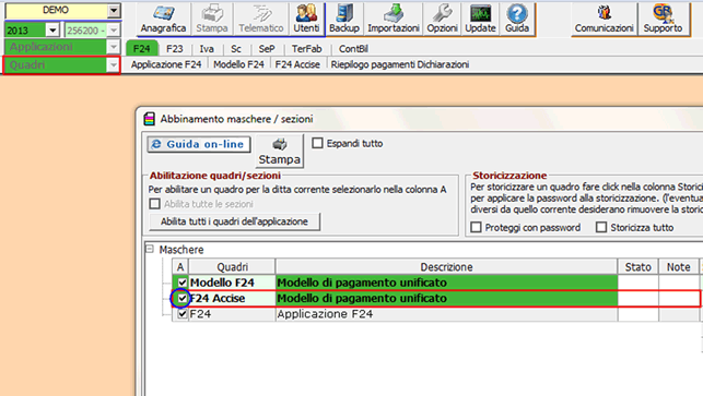 Rilascio Modello F24 Accise 2013